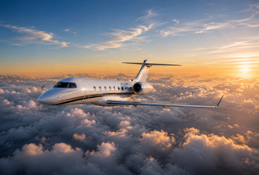 private jet on flight